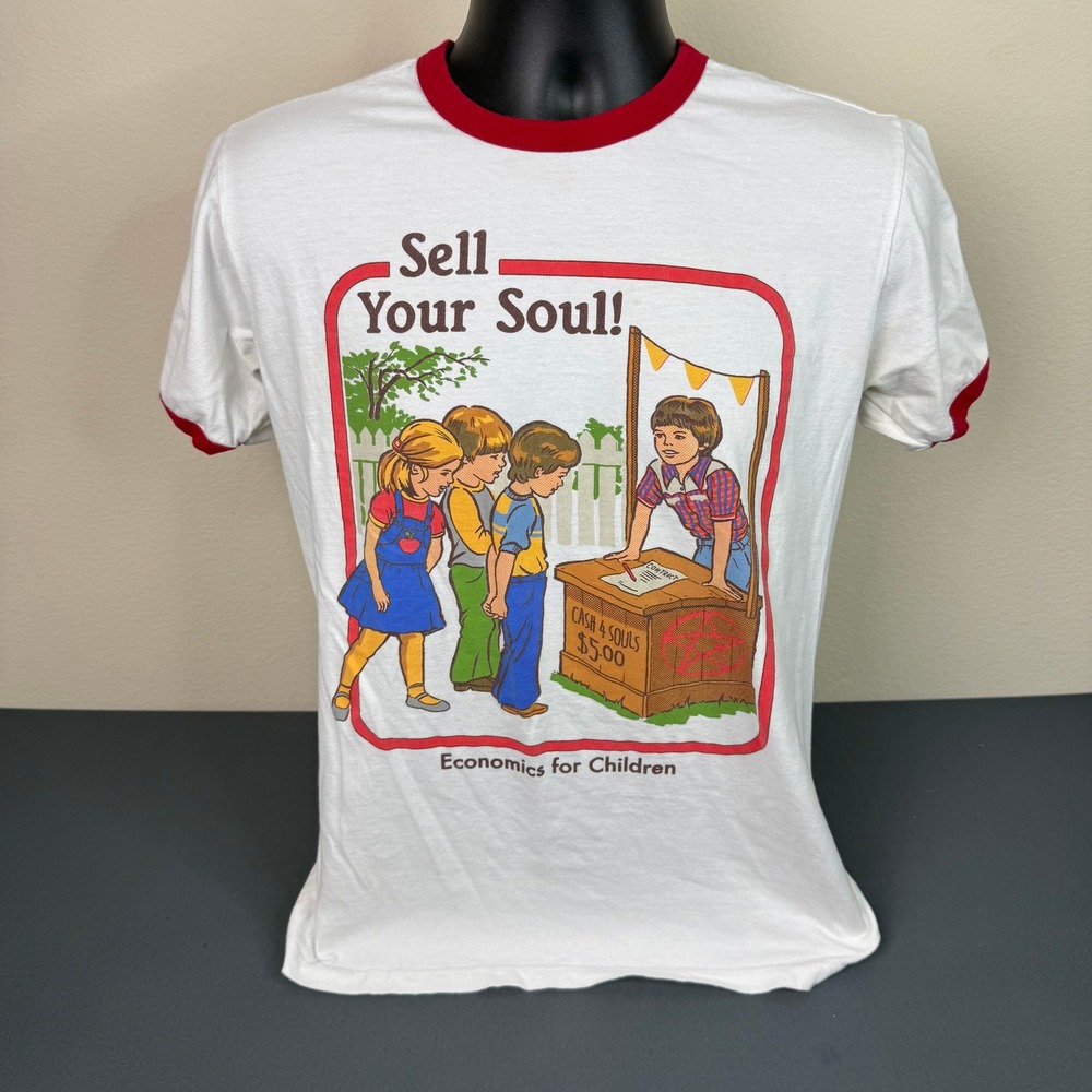Wicked Clothes T-Shirt Men Med Sell Your Soul Ringer Economics For Children FLAW